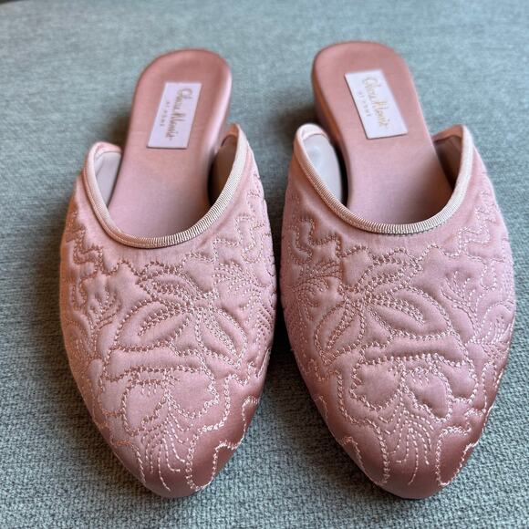 OLIVIA MORRIS AT HOME Poppy open-back satin slippers - Picture 3 of 13